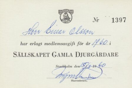 1937 Medlemskort